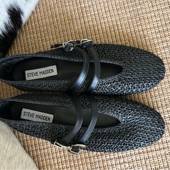 Black Woven Mary Jane Flats - Picture 2 of 5